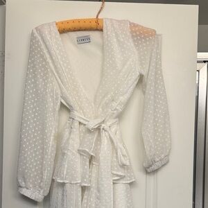 Lioness Ivory Sheer Mini Ruffled Dress
